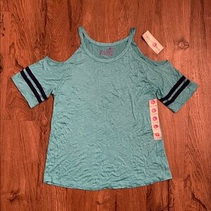 NWT Wishful Park Cold Shoulder Varsity Top